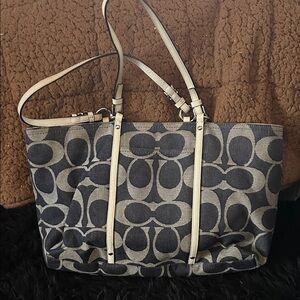 Coach Tote in Charcoal and Light Gray with Signature C Pattern